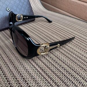 Gucci Black Frame Gradient Tint Horsebit Sunglasses
